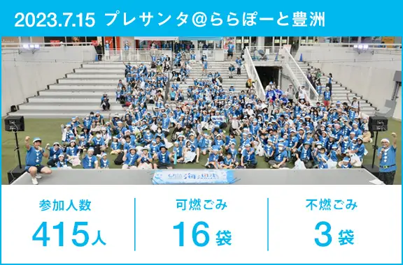 参加人数_415人・可燃ごみ_16袋・不燃ごみ_3袋